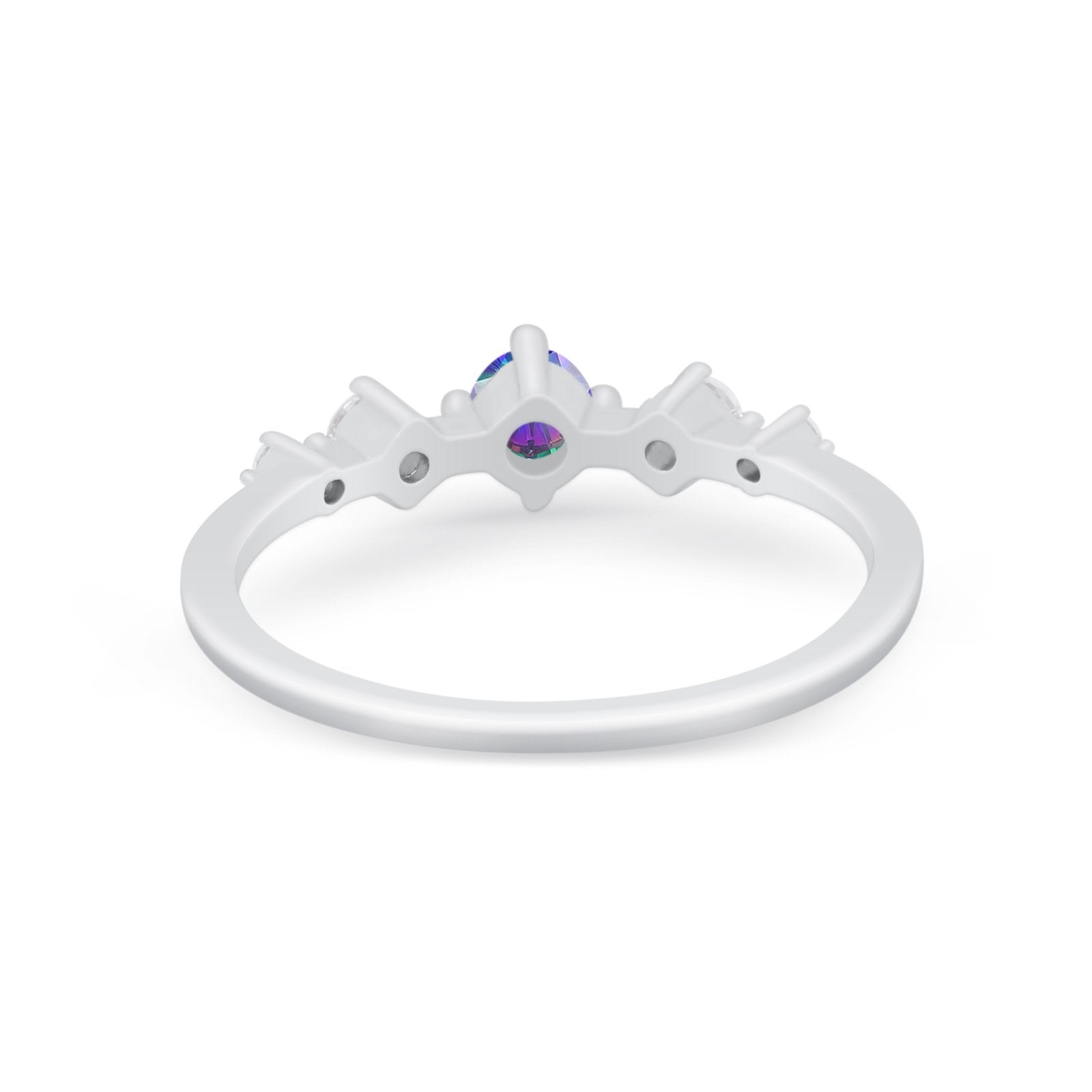 Petite Dainty Fashion Ring Round Simulated Cubic Zirconia 925 Sterling Silver