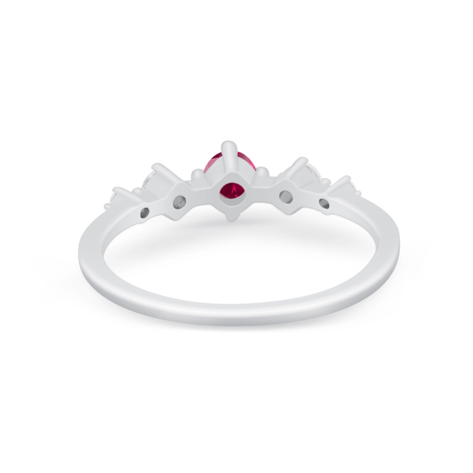 Petite Dainty Fashion Ring Round Simulated Cubic Zirconia 925 Sterling Silver