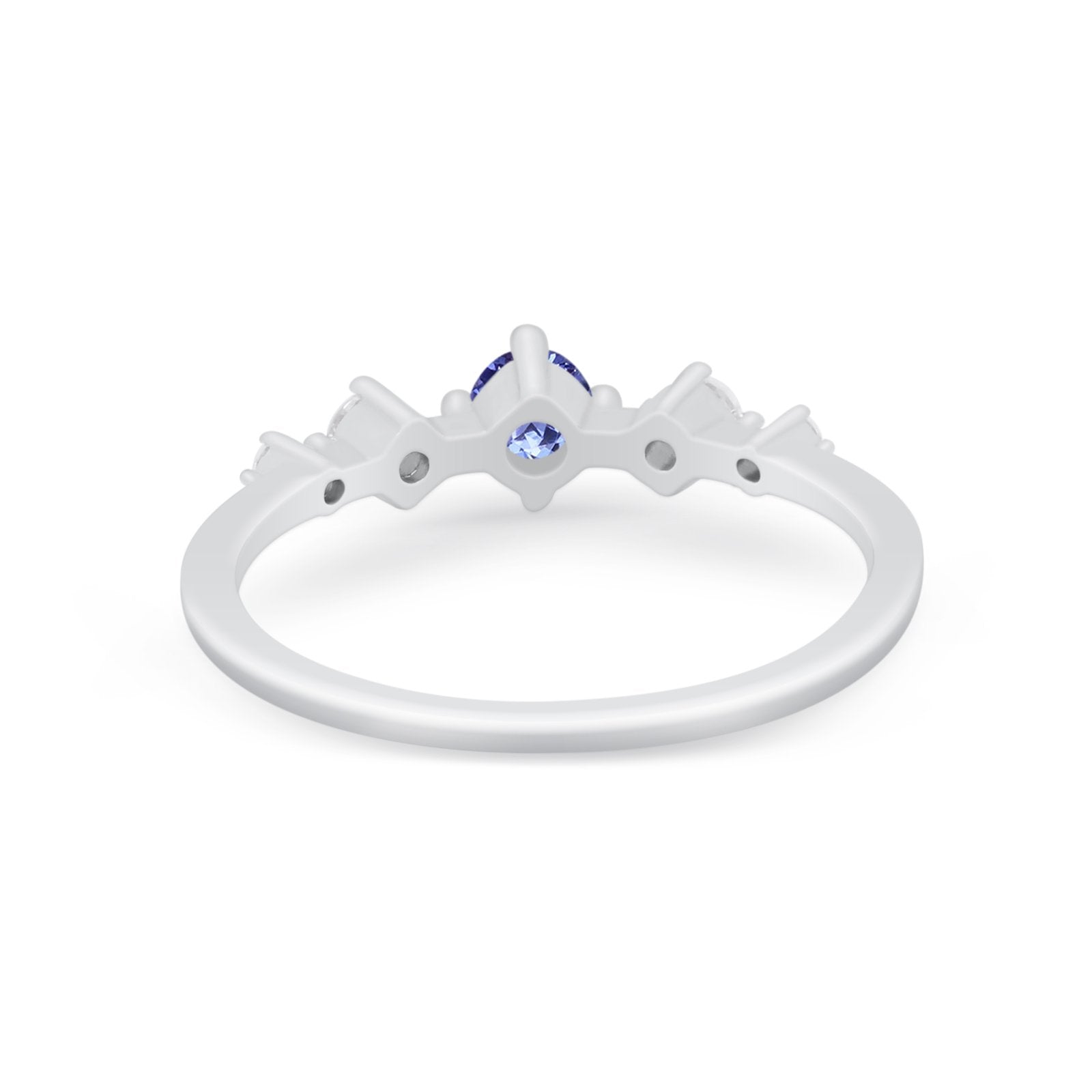 Petite Dainty Fashion Ring Round Simulated Cubic Zirconia 925 Sterling Silver