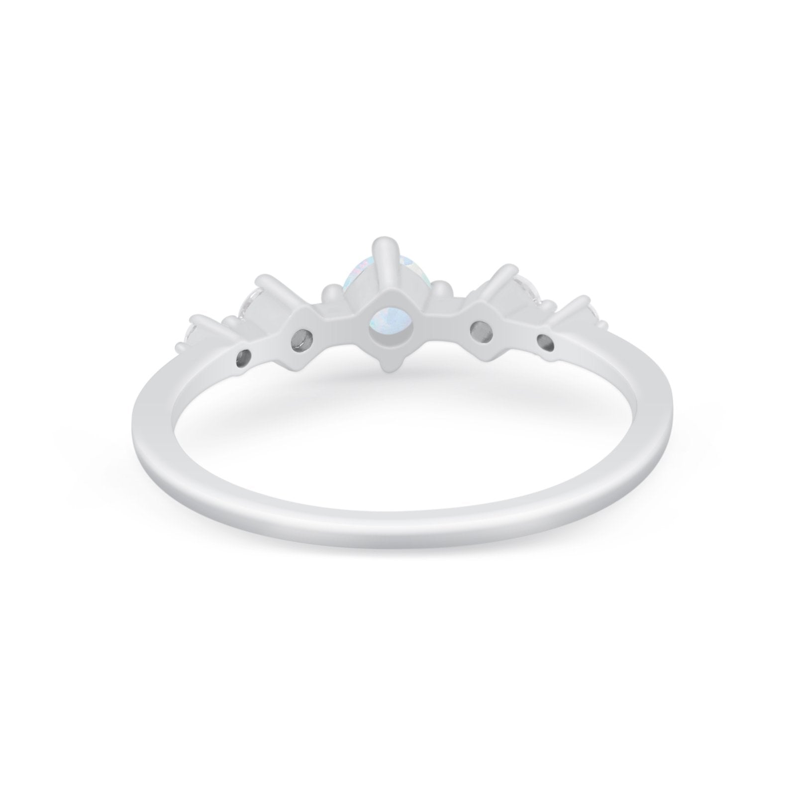 Petite Dainty Fashion Ring Round Simulated Cubic Zirconia 925 Sterling Silver