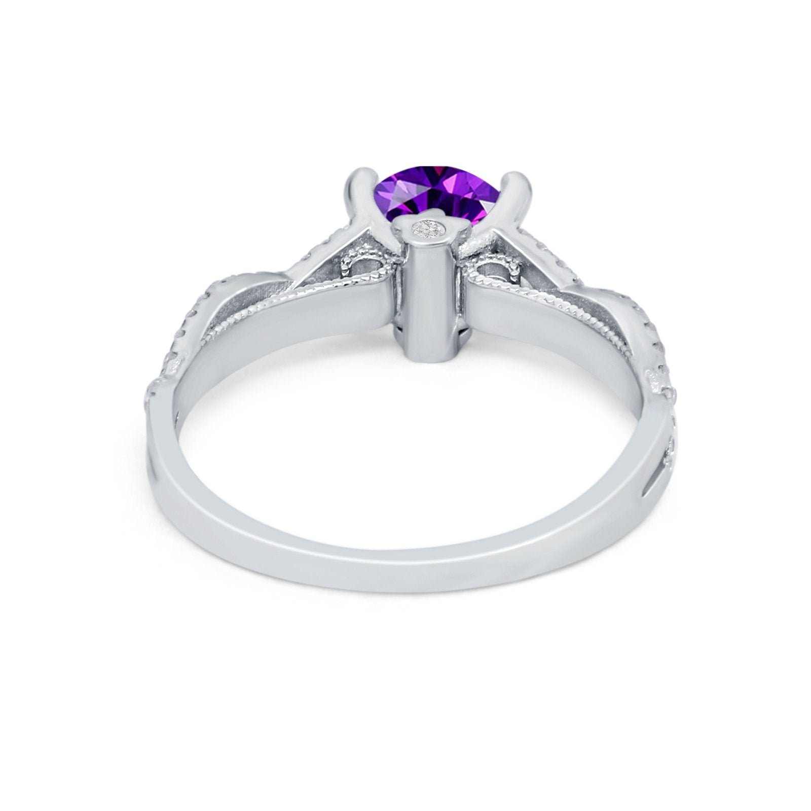 Twisted Shank Infinity Wedding Ring Round Cubic Zirconia 925 Sterling Silver