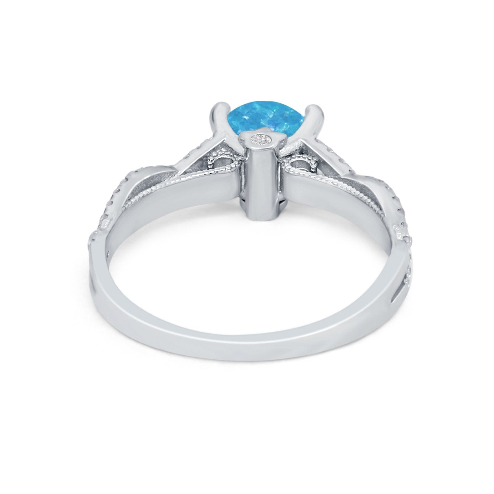 Twisted Shank Infinity Wedding Ring Round Cubic Zirconia 925 Sterling Silver