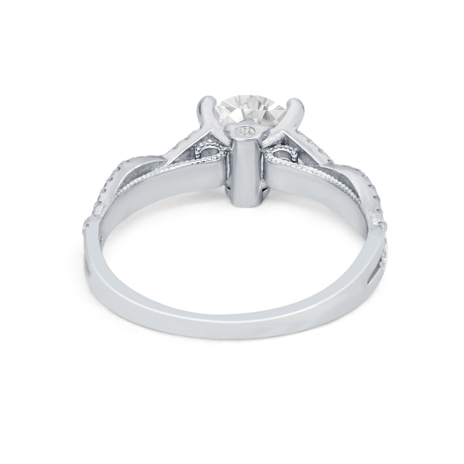 Twisted Shank Infinity Wedding Ring Round Cubic Zirconia 925 Sterling Silver