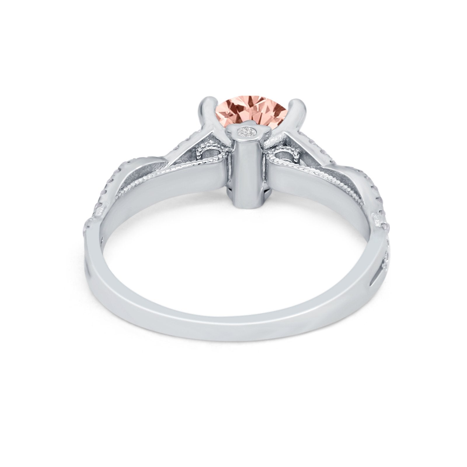 Twisted Shank Infinity Wedding Ring Round Cubic Zirconia 925 Sterling Silver