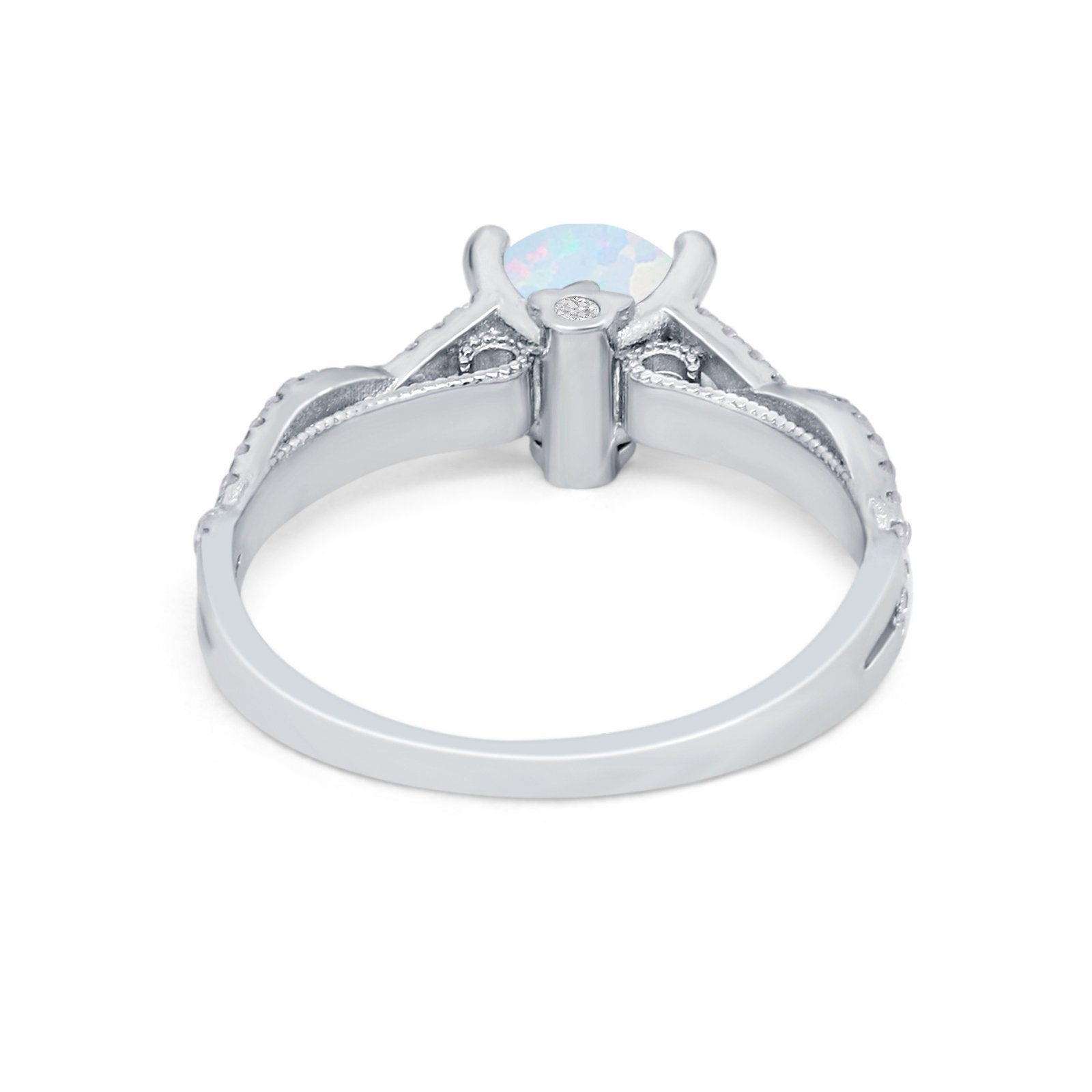 Twisted Shank Infinity Wedding Ring Round Cubic Zirconia 925 Sterling Silver