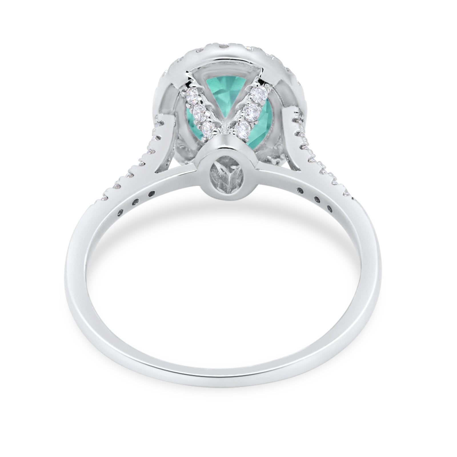 Halo Art Deco Oval Wedding Engagement Bridal Ring Round Cubic Zirconia 925 Sterling Silver