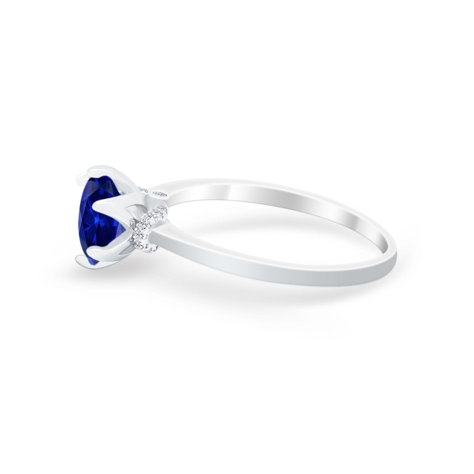 Art Deco Engagement Ring Round Simulated Cubic Zirconia 925 Sterling Silver