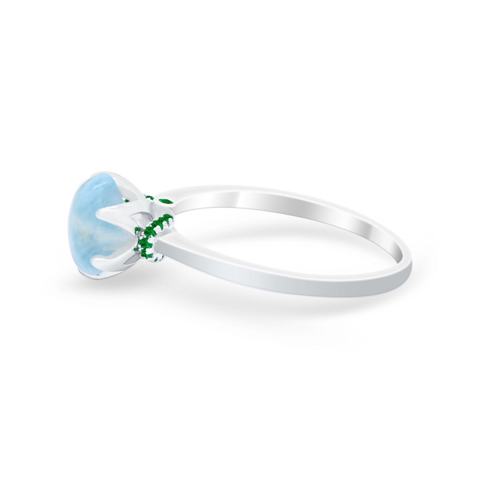 Simulated Emerald Accent Cubic Zirconia 925 Sterling Silver Wedding Ring