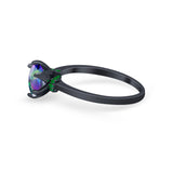 Simulated Emerald Accent Cubic Zirconia 925 Sterling Silver Wedding Ring
