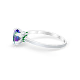 Simulated Emerald Accent Cubic Zirconia 925 Sterling Silver Wedding Ring