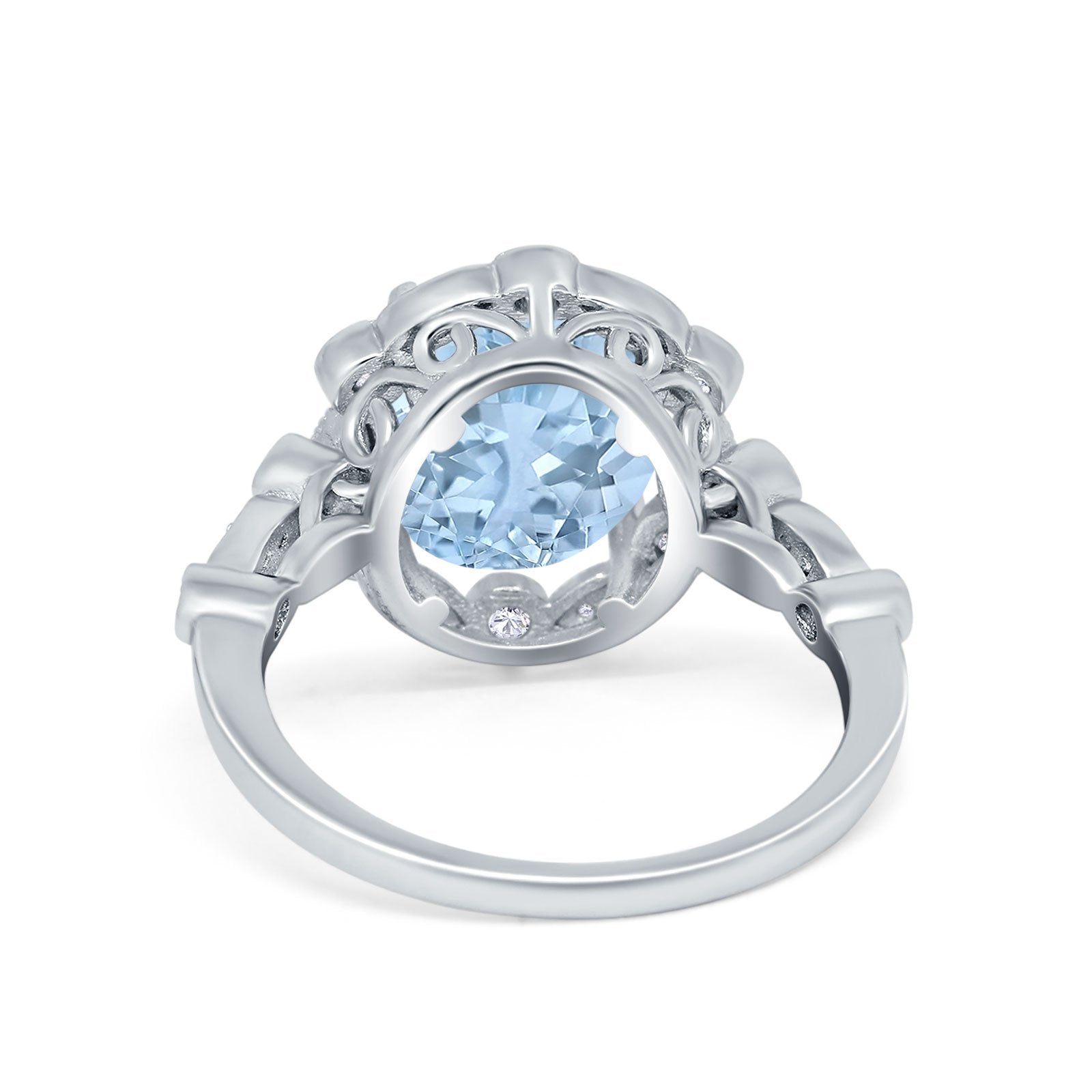 Large Oval Art Deco Wedding Ring Simulated Cubic Zirconia 925 Sterling Silver