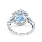 Large Oval Art Deco Wedding Ring Simulated Cubic Zirconia 925 Sterling Silver