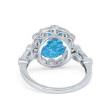 Large Oval Art Deco Wedding Ring Simulated Cubic Zirconia 925 Sterling Silver