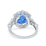 Large Oval Art Deco Wedding Ring Simulated Cubic Zirconia 925 Sterling Silver