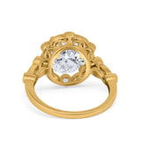 Large Oval Art Deco Wedding Ring Simulated Cubic Zirconia 925 Sterling Silver