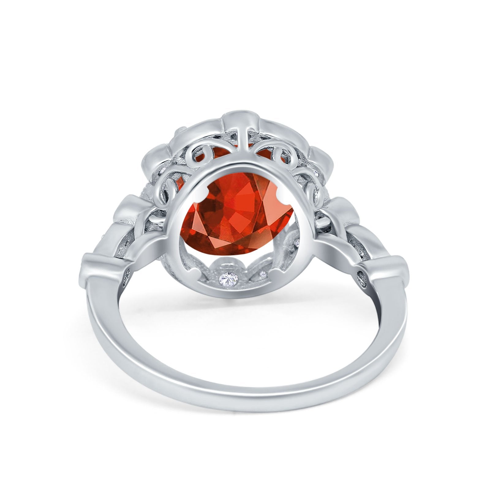 Large Oval Art Deco Wedding Ring Simulated Cubic Zirconia 925 Sterling Silver