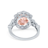 Large Oval Art Deco Wedding Ring Simulated Cubic Zirconia 925 Sterling Silver