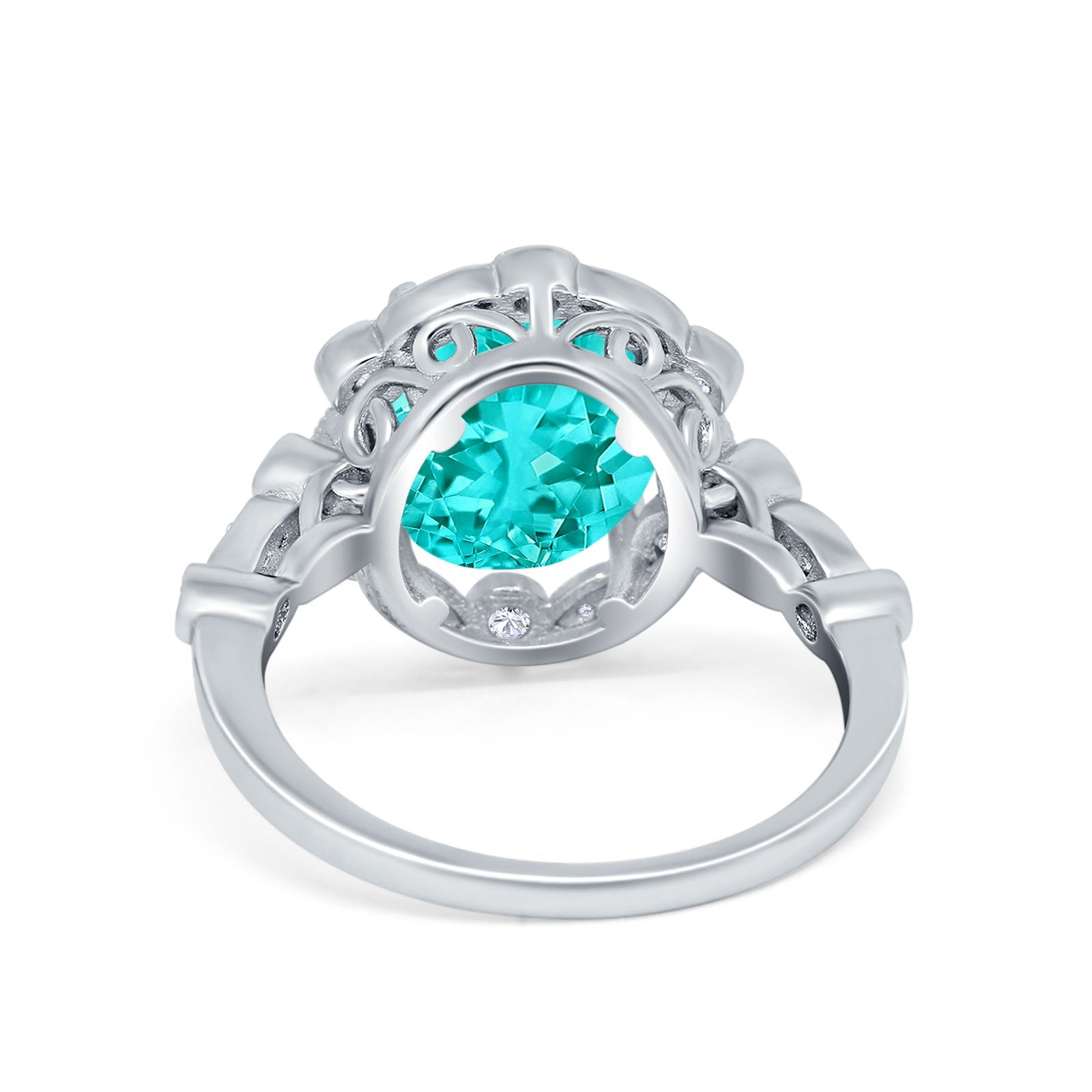 Large Oval Art Deco Wedding Ring Simulated Cubic Zirconia 925 Sterling Silver