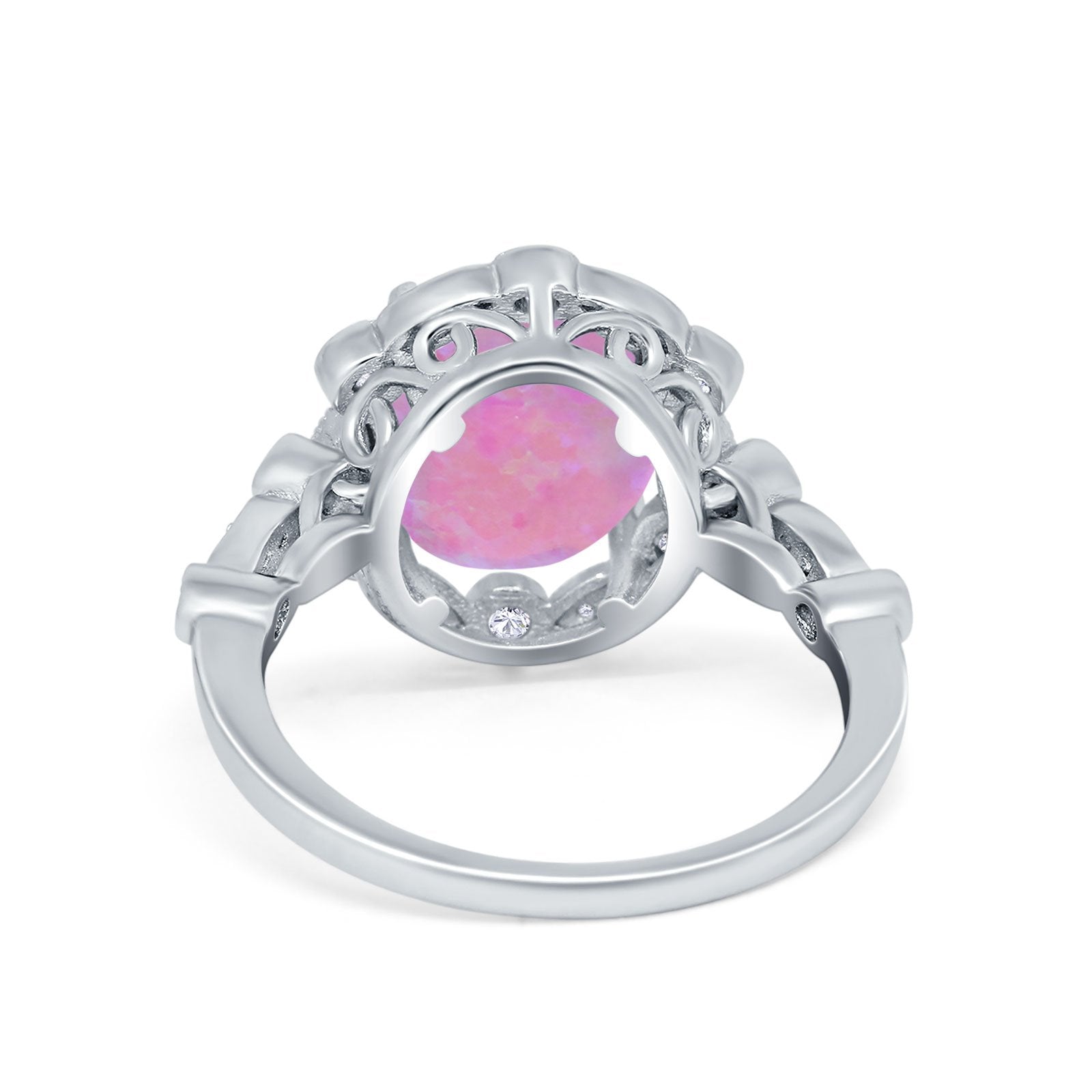 Large Oval Art Deco Wedding Ring Simulated Cubic Zirconia 925 Sterling Silver