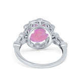 Large Oval Art Deco Wedding Ring Simulated Cubic Zirconia 925 Sterling Silver