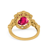 Large Oval Art Deco Wedding Ring Simulated Cubic Zirconia 925 Sterling Silver