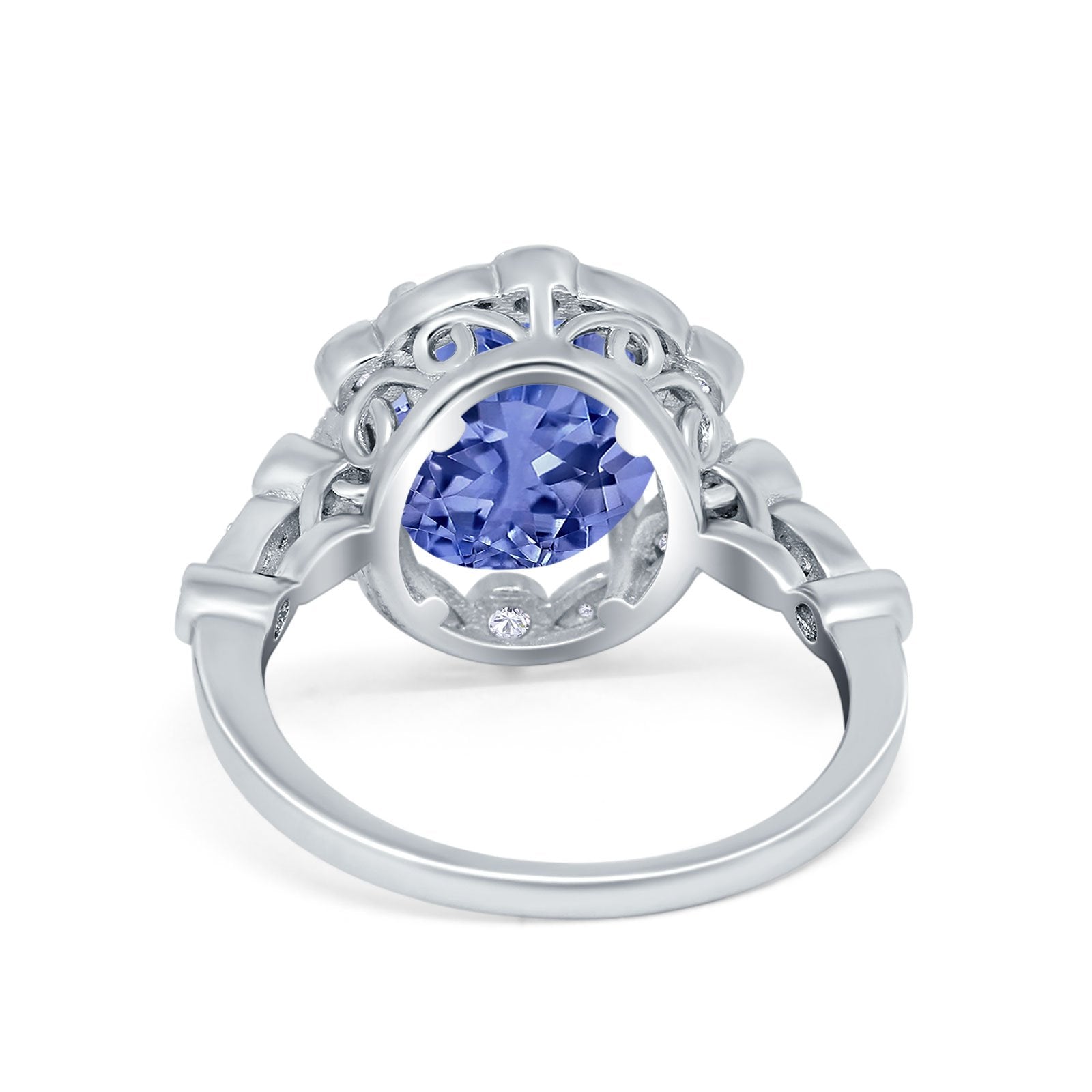 Large Oval Art Deco Wedding Ring Simulated Cubic Zirconia 925 Sterling Silver