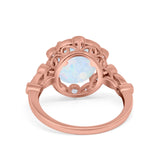 Large Oval Art Deco Wedding Ring Simulated Cubic Zirconia 925 Sterling Silver