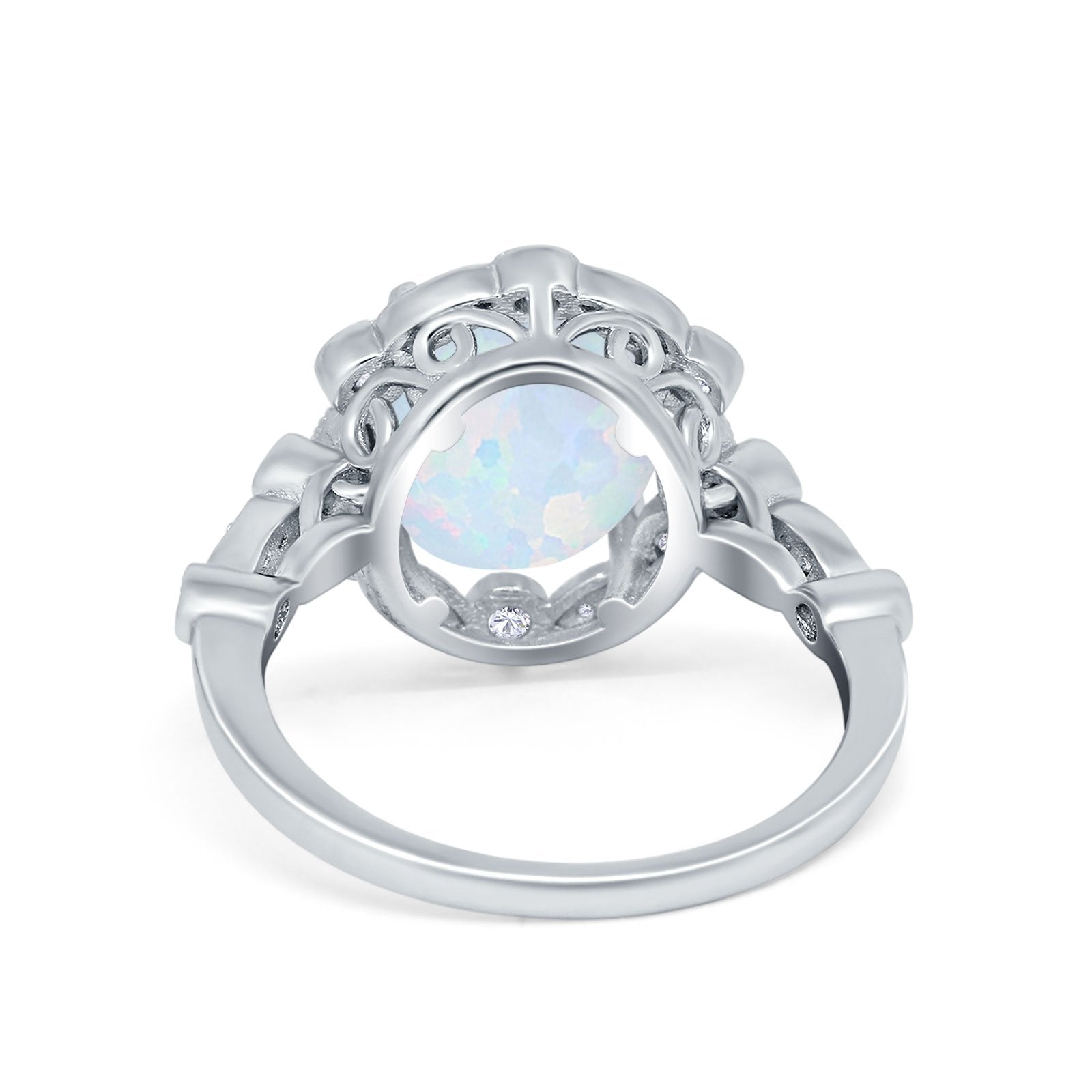 Large Oval Art Deco Wedding Ring Simulated Cubic Zirconia 925 Sterling Silver