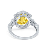 Large Oval Art Deco Wedding Ring Simulated Cubic Zirconia 925 Sterling Silver