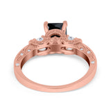 Three Stone Engagement Ring Radiant Simulated Cubic Zirconia 925 Sterling Silver