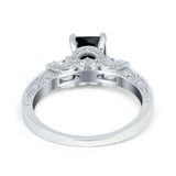 Three Stone Engagement Ring Radiant Simulated Cubic Zirconia 925 Sterling Silver