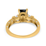 Three Stone Engagement Ring Radiant Simulated Cubic Zirconia 925 Sterling Silver