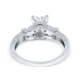 Three Stone Engagement Ring Radiant Simulated Cubic Zirconia 925 Sterling Silver