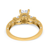 Three Stone Engagement Ring Radiant Simulated Cubic Zirconia 925 Sterling Silver