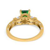 Three Stone Engagement Ring Radiant Simulated Cubic Zirconia 925 Sterling Silver