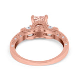 Three Stone Engagement Ring Radiant Simulated Cubic Zirconia 925 Sterling Silver