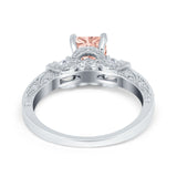 Three Stone Engagement Ring Radiant Simulated Cubic Zirconia 925 Sterling Silver