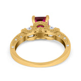 Three Stone Engagement Ring Radiant Simulated Cubic Zirconia 925 Sterling Silver