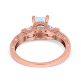 Three Stone Engagement Ring Radiant Simulated Cubic Zirconia 925 Sterling Silver