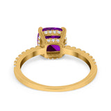 Vintage Cushion Cut Engagement Ring Simulated Cubic Zirconia 925 Sterling Silver