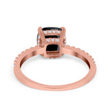 Vintage Cushion Cut Engagement Ring Simulated Cubic Zirconia 925 Sterling Silver