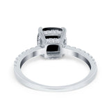 Vintage Cushion Cut Engagement Ring Simulated Cubic Zirconia 925 Sterling Silver