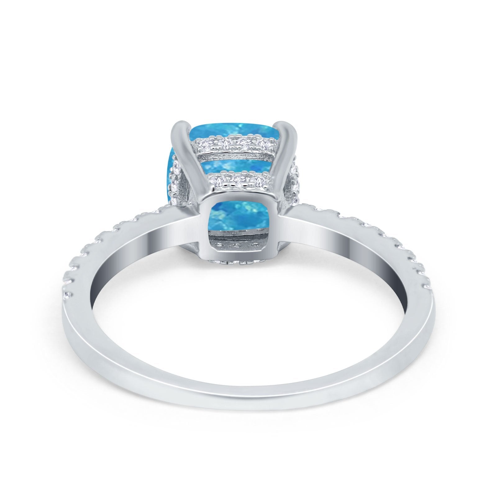 Vintage Cushion Cut Engagement Ring Simulated Cubic Zirconia 925 Sterling Silver