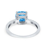 Vintage Cushion Cut Engagement Ring Simulated Cubic Zirconia 925 Sterling Silver