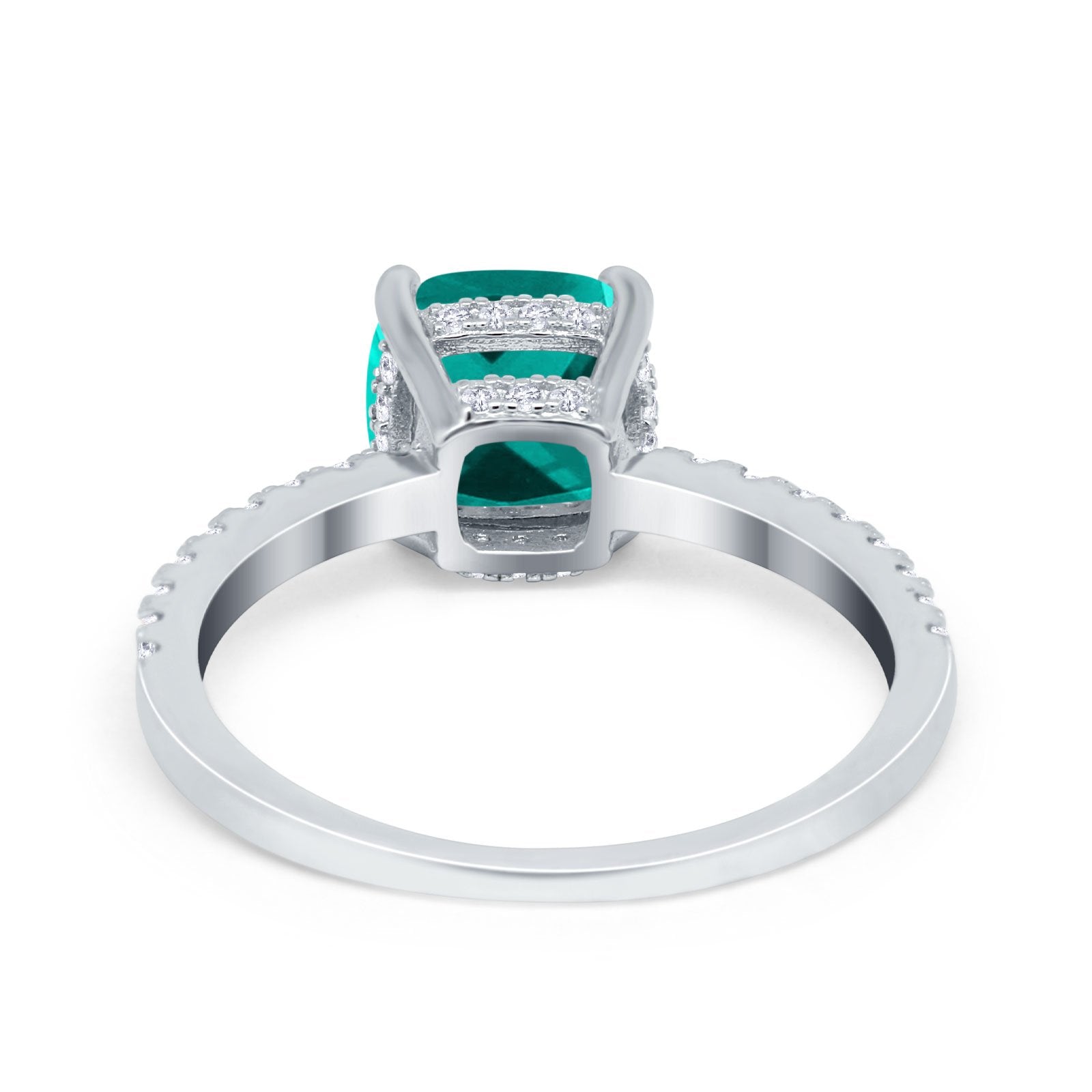 Vintage Cushion Cut Engagement Ring Simulated Cubic Zirconia 925 Sterling Silver