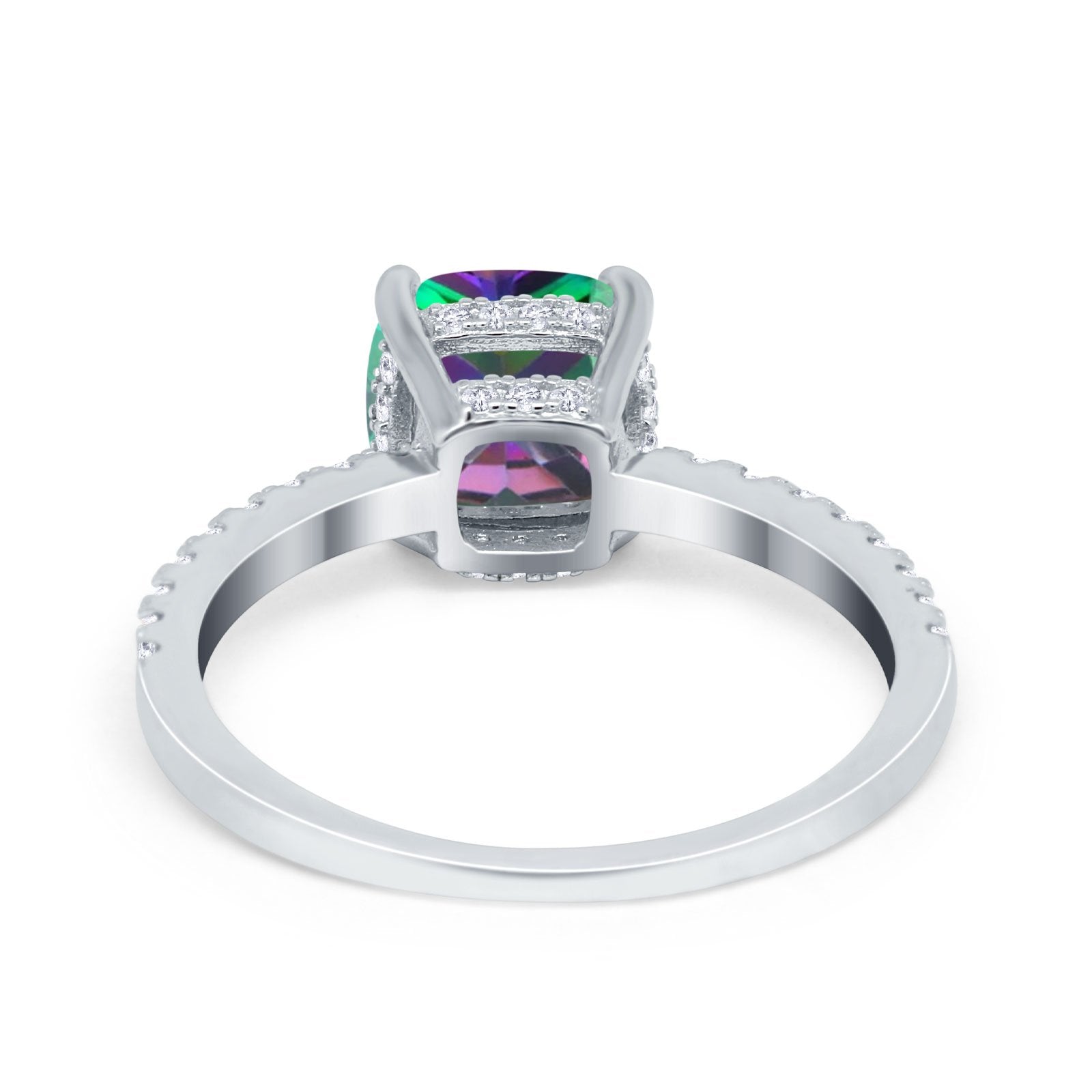 Vintage Cushion Cut Engagement Ring Simulated Cubic Zirconia 925 Sterling Silver