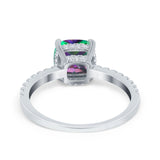 Vintage Cushion Cut Engagement Ring Simulated Cubic Zirconia 925 Sterling Silver