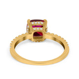 Vintage Cushion Cut Engagement Ring Simulated Cubic Zirconia 925 Sterling Silver