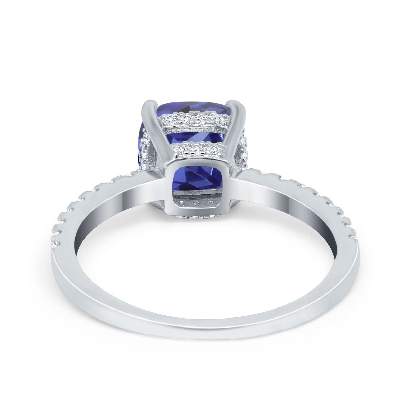 Vintage Cushion Cut Engagement Ring Simulated Cubic Zirconia 925 Sterling Silver