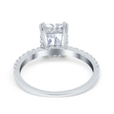 Art Deco Radiant Cut Engagement Ring Simulated Cubic Zirconia 925 Sterling Silver